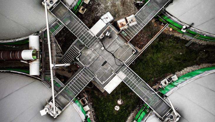 Pla zenital d'una planta de biogas