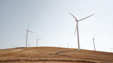 Molins de vent a un parc eòlic de Cádiz