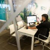 un treballador amb un ordinador